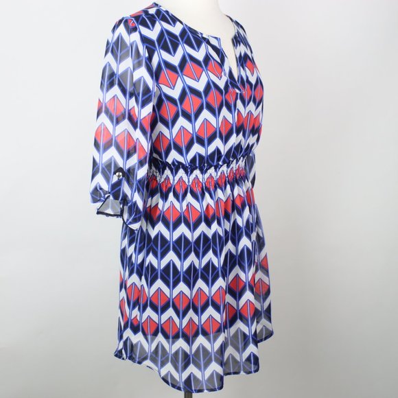ENFOCUS Geometric Elastic Waist Dress PETITE 4P - Picture 2 of 6